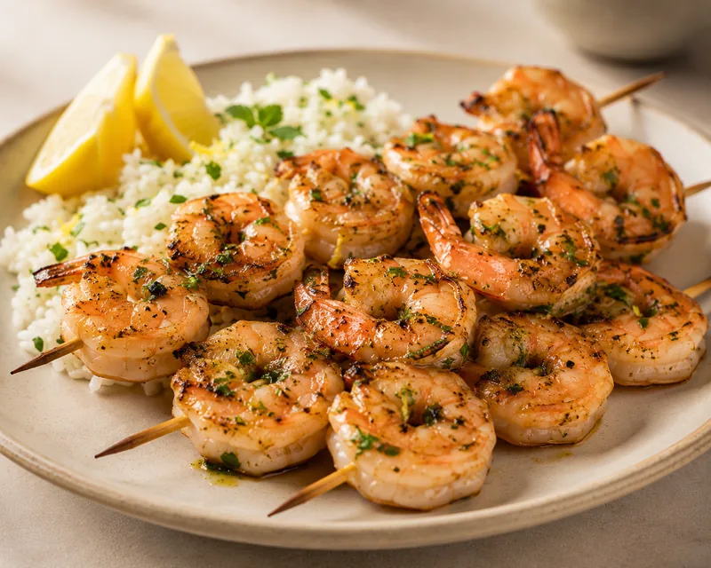 Lemon-Garlic Grilled Shrimp Kebabs